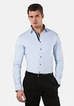 Vincenzo Boretti Businesshemd Super Tailliert Stretch Hellblau/Blau