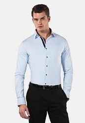 Vincenzo Boretti Businesshemd Super Tailliert Stretch Hellblau/Blau