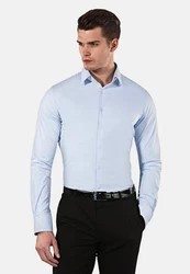 Vincenzo Boretti Businesshemd Super Tailliert Stretch Hellblau/Blau