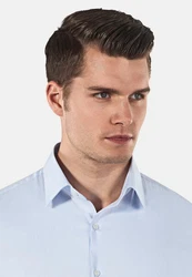 Vincenzo Boretti Businesshemd Super Tailliert Stretch Hellblau/Blau