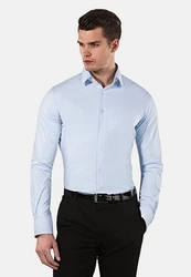 Vincenzo Boretti Businesshemd Super Tailliert Stretch Hellblau/Blau