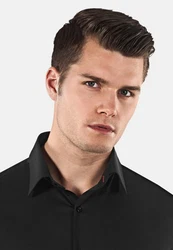 Vincenzo Boretti Businesshemd Super Tailliert Stretch Schwarz