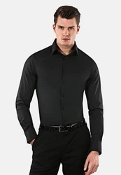 Vincenzo Boretti Businesshemd Super Tailliert Stretch Schwarz