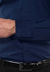 Vincenzo Boretti Businesshemd Super Tailliert Stretch Dunkelblau