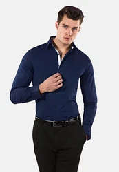 Vincenzo Boretti Businesshemd Super Tailliert Stretch Dunkelblau