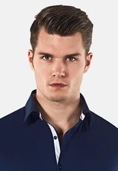 Vincenzo Boretti Businesshemd Super Tailliert Stretch Dunkelblau