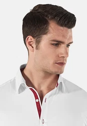 Vincenzo Boretti Businesshemd Super Tailliert Stretch Weiß/Bordeaux/Dunkelrot/Rot/Creme