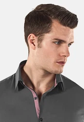 Vincenzo Boretti Businesshemd Super Tailliert Stretch Dunkelgrau/Grau/Schwarz/Hellgrau