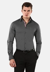 Vincenzo Boretti Businesshemd Super Tailliert Stretch Dunkelgrau/Grau/Schwarz/Hellgrau