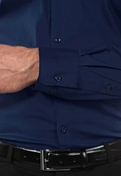 Vincenzo Boretti Businesshemd Super Tailliert Stretch Dunkelblau/Blau/Hellblau