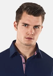 Vincenzo Boretti Businesshemd Super Tailliert Stretch Dunkelblau/Blau/Hellblau