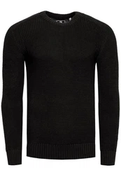 Rusty Neal Herrenpullover Rundhals Basic Strickpullover Schwarz/Dunkelgrau