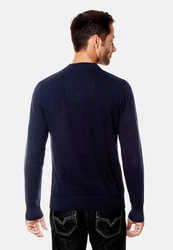 Vincenzo Boretti V-Ausschnitt Pullover Dunkelblau/Blau