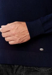 Vincenzo Boretti V-Ausschnitt Pullover Dunkelblau/Blau