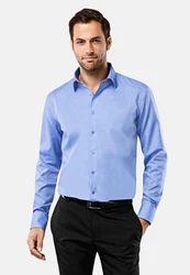Vincenzo Boretti Businesshemd gerader Schnitt Hellblau/Blau/Dunkelblau