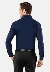 Vincenzo Boretti Businesshemd gerader Schnitt Dunkelblau/Blau