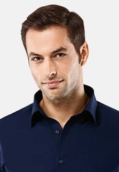 Vincenzo Boretti Businesshemd gerader Schnitt Dunkelblau/Blau