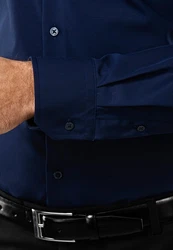 Vincenzo Boretti Businesshemd gerader Schnitt Dunkelblau/Blau