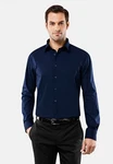 Vincenzo Boretti Businesshemd gerader Schnitt Dunkelblau/Blau