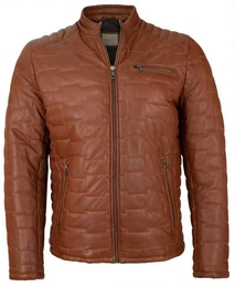 Lederjacke Men-101/M - Herren Lederjacke Steppjacke Lammnappa rot-braun