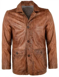 Lederjacke Anthony - Herren Lederjacke Lammnappa cognac