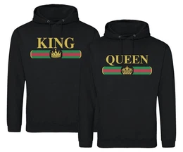 Kapuzenpullover King & Queen Hoodie Pullover fr Paare mit trendigem Print im Partner Look