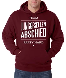 Youth Designz Kapuzenpullover TEAM JUNGGESELLEN ABSCHIED PARTY HARD Rot/Dunkelrot/Bordeaux