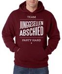 Youth Designz Kapuzenpullover TEAM JUNGGESELLEN ABSCHIED PARTY HARD Rot/Dunkelrot/Bordeaux