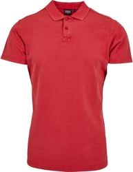 URBAN CLASSICS Poloshirt Garment Dye Pique Rot/Dunkelrot