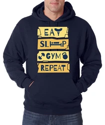 Youth Designz Kapuzenpullover Eat Sleep Gym Repeat Herren Hoodie Grün/Dunkelblau/Braun