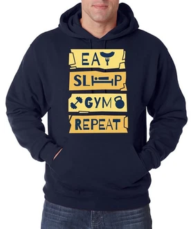 Youth Designz Kapuzenpullover Eat Sleep Gym Repeat Herren Hoodie Grün/Dunkelblau/Braun Youth Designz Kapuzenpullover Eat Sleep Gym Repeat Herren Hoodie Grün/Dunkelblau/Braun