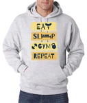 Youth Designz Kapuzenpullover Eat Sleep Gym Repeat Herren Hoodie Grün/Grau/Gelb