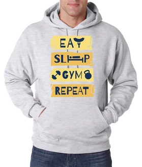 Youth Designz Kapuzenpullover Eat Sleep Gym Repeat Herren Hoodie Grün/Grau/Gelb Youth Designz Kapuzenpullover Eat Sleep Gym Repeat Herren Hoodie Grün/Grau/Gelb