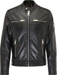 CARLO COLUCCI Lederjacke Bento Schwarz/Orange/Creme/Hellblau