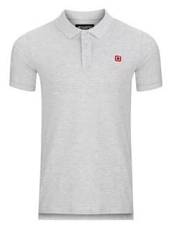 riverso Poloshirt Herren Polohemd RIVJohn Regular Fit Grau/Hellgrau/Rot