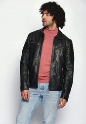 Maze Herren Lederjacke William Schwarz/Rot