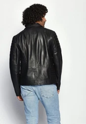 Maze Herren Lederjacke William Schwarz/Rot