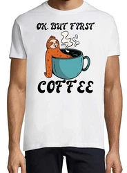 Youth Designz T-Shirt Faultier But First Coffee Herren Shirt Braun/Beige