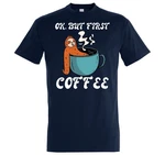 Youth Designz T-Shirt Faultier But First Coffee Herren Shirt Braun/Beige/Dunkelblau