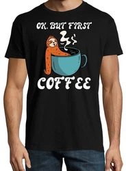 Youth Designz T-Shirt Faultier But First Coffee Herren Shirt Braun/Beige/Dunkelbraun