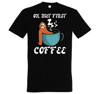 Youth Designz T-Shirt Faultier But First Coffee Herren Shirt Braun/Beige/Dunkelbraun Youth Designz T-Shirt Faultier But First Coffee Herren Shirt Braun/Beige/Dunkelbraun