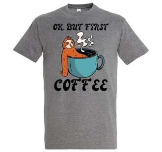 Youth Designz T-Shirt Faultier But First Coffee Herren Shirt Braun