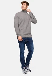 Indicode Strickpullover Saini Grau/Hellgrau/Dunkelgrau