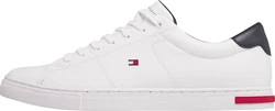 Tommy Hilfiger Herren Sneakers Essential Leather Detail Vulc Weiß/Creme/Schwarz