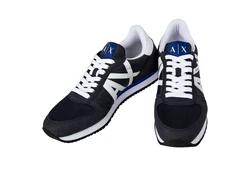 ARMANI EXCHANGE Herren Sneaker Low Schnür-Schuh Retro Logo Sneaker Blau/Dunkelblau