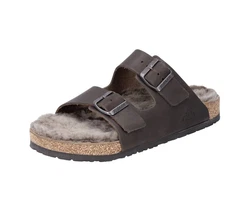 Rieker Herren Pantolette Dunkelbraun/Grau/Braun/Beige