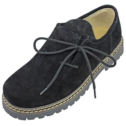 Herren Leder Haferlschuhe Altdorf - Velour Schwarz, Trachten Mode Schnrschuh