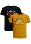 Jack & Jones T-Shirt 2-er Stck Pack Logo T-Shirts Rundhals Shirt JJELOGO (4342) Schwarz/Gelb (4342) Jack & Jones T-Shirt 2-er Stck Pack Logo T-Shirts Rundhals Shirt JJELOGO (4342) Schwarz/Gelb (4342)