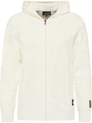 Carlo Colucci Kapuzenstrickjacke Copello Weiß/Creme/Khaki/Beige