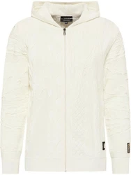 Carlo Colucci Kapuzenstrickjacke Copello Weiß/Creme/Khaki/Beige